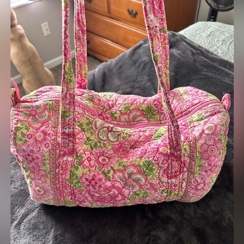 Vera Bradley Small Over the Should Travel Bag. Retired Petal Pink Print.